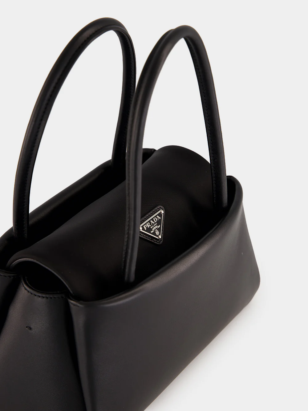 Black Leather Top Handle Bag - Image 7
