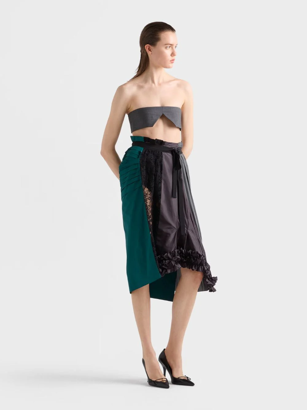 Hematite Patchwork Midi Skirt