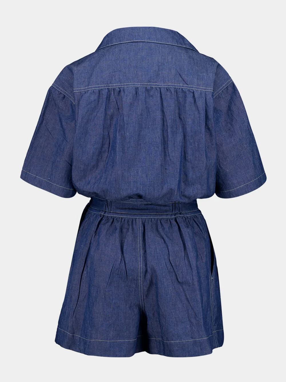 Light Blue Cotton Jumpsuit Shorts - Image 2