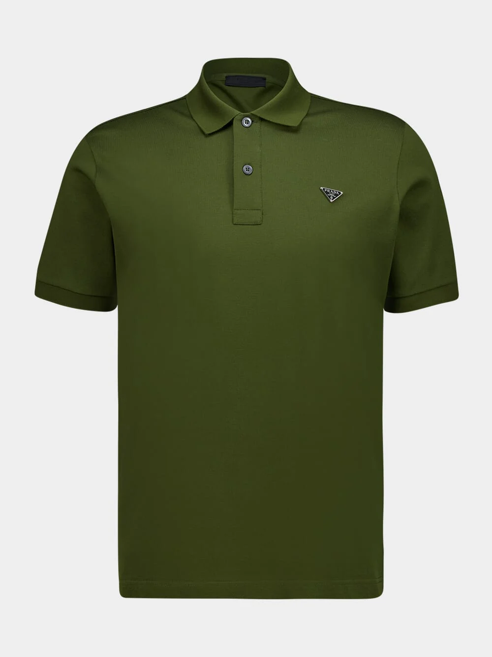 Military Green Cotton Piqué Polo Shirt - Image 2
