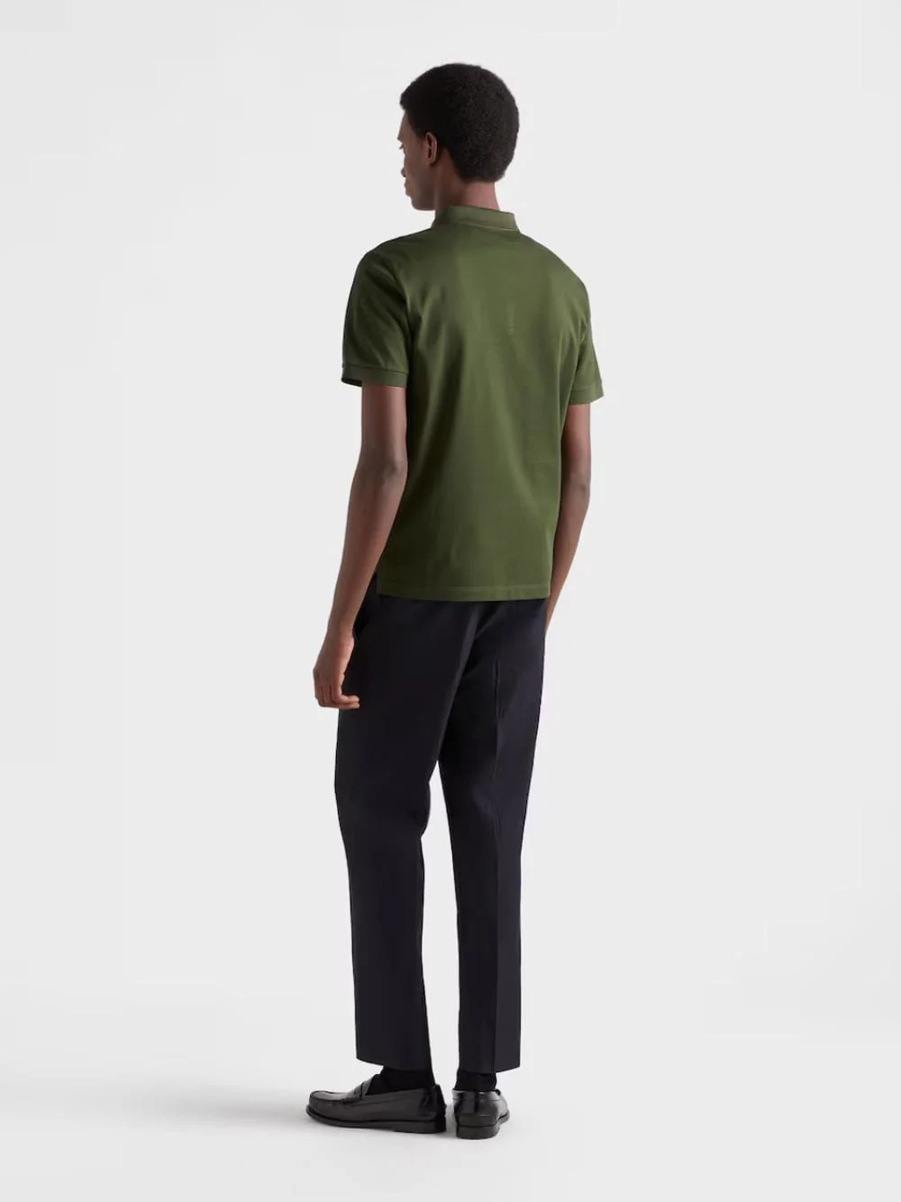 Military Green Cotton Piqué Polo Shirt - Image 3