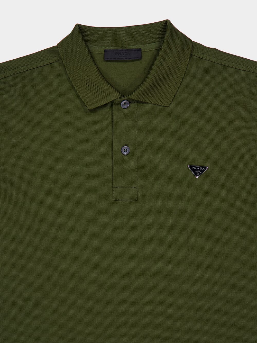 Military Green Cotton Piqué Polo Shirt - Image 5