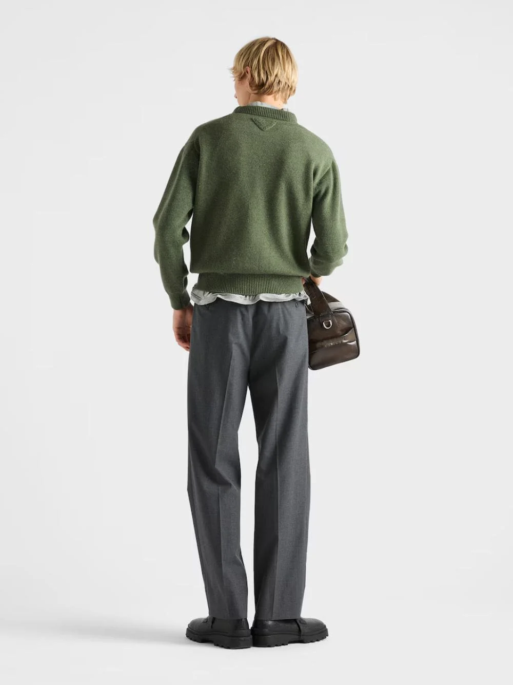 Military Green Re-Cashmere Crew-Neck Sweater - Image 3