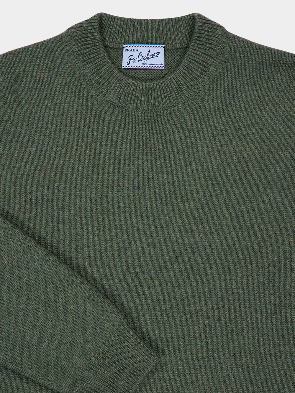 Military Green Re-Cashmere Crew-Neck Sweater - Image 5