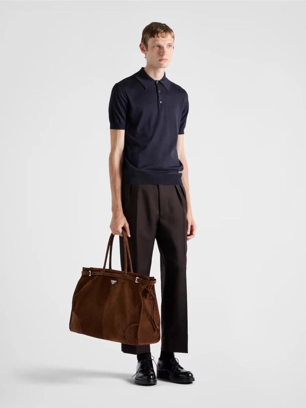 Navy Blue Silk Polo Shirt