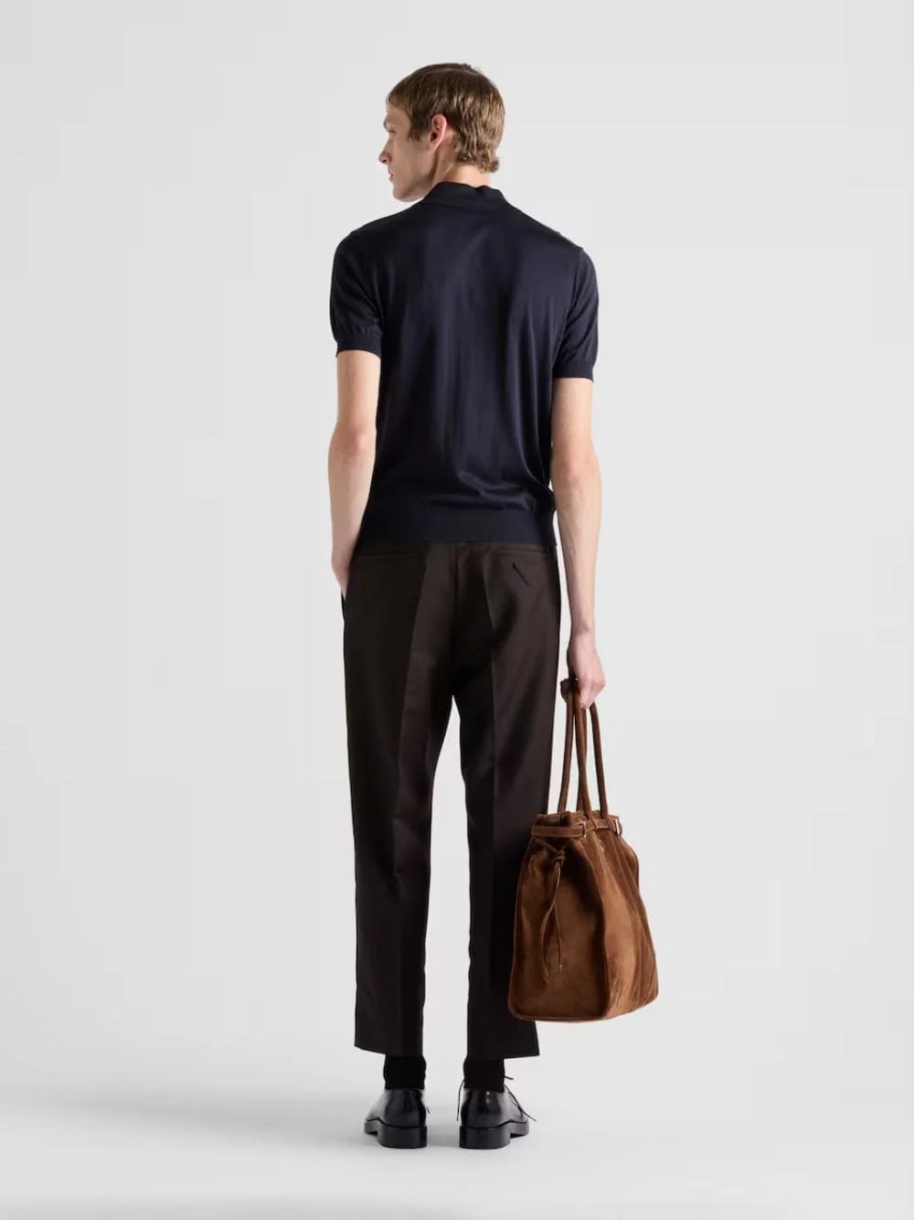 Navy Blue Silk Polo Shirt - Image 3