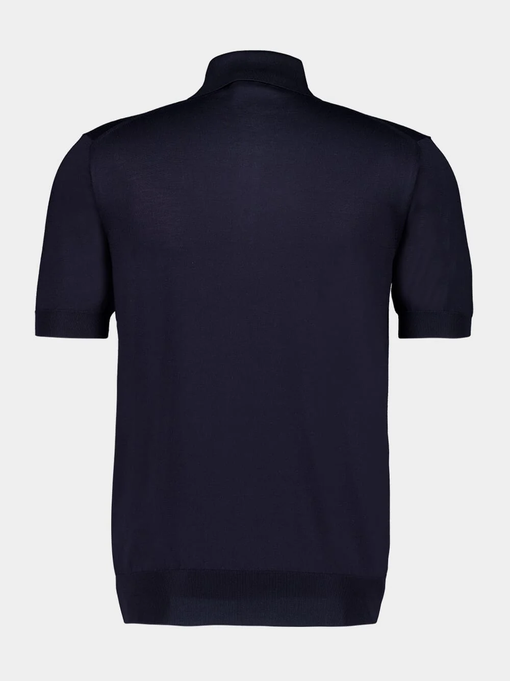 Navy Blue Silk Polo Shirt - Image 4