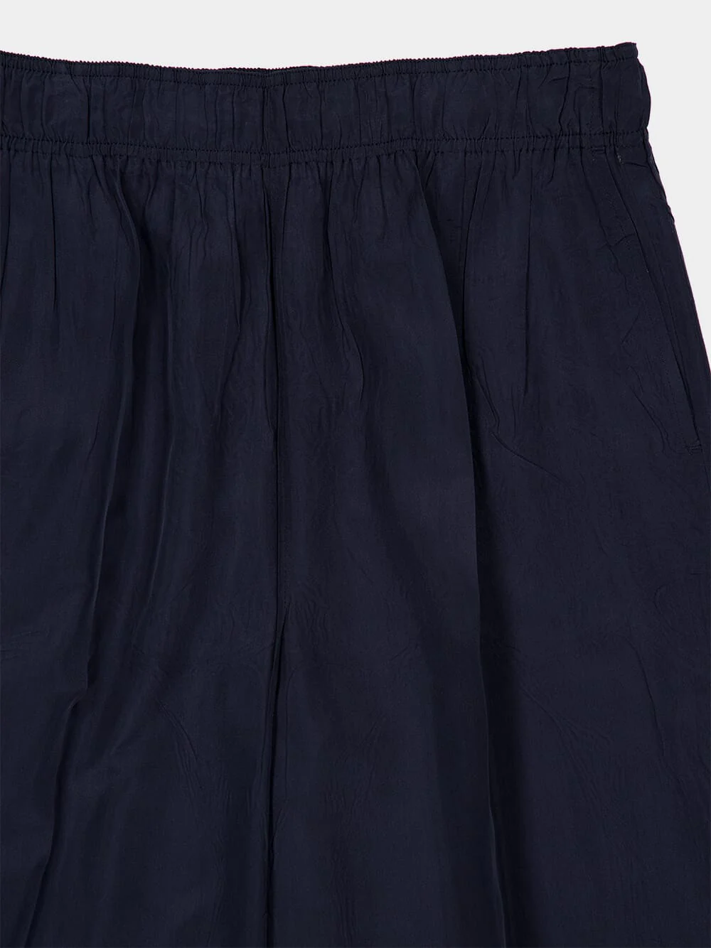 Navy Blue Straight-Fit Silk Pants - Image 3