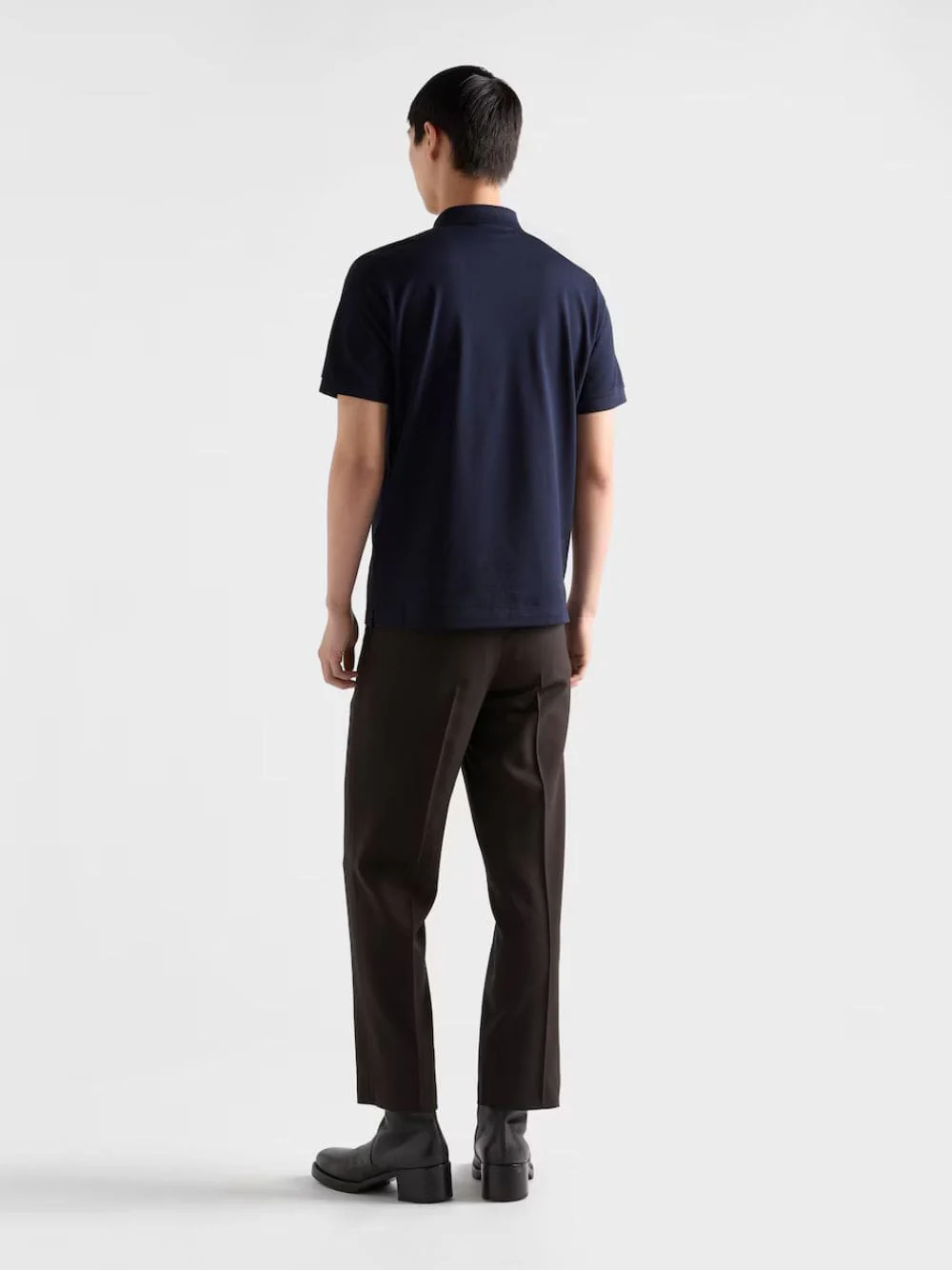 Navy Cotton Piqué Polo Shirt - Image 3