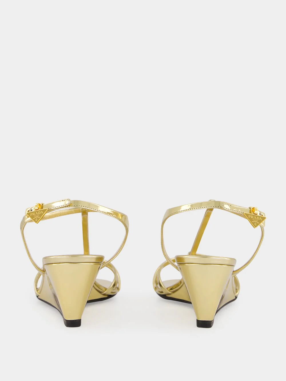Platine Gold Leather Wedge Sandals - Image 5