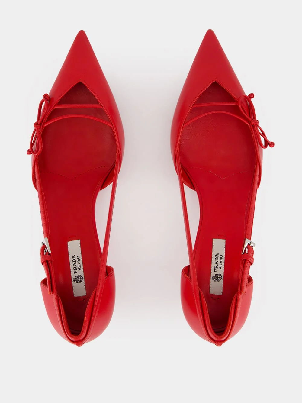 Red Leather Open-Side Bow Pumps - Image 4