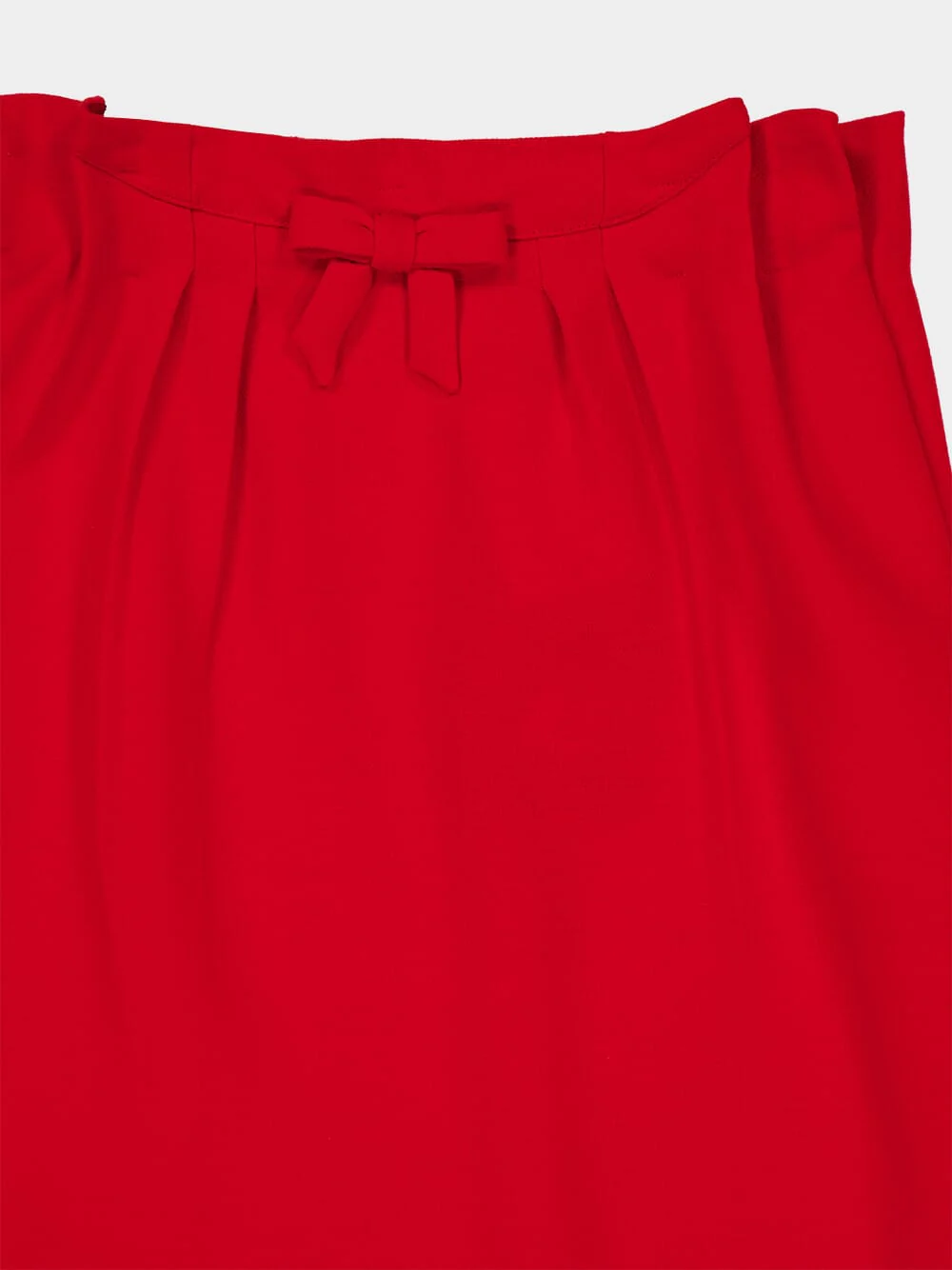 Red Melange Natté Wool Midi Skirt - Image 5