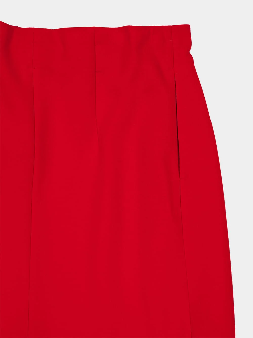 Red Melange Natté Wool Midi Skirt - Image 6
