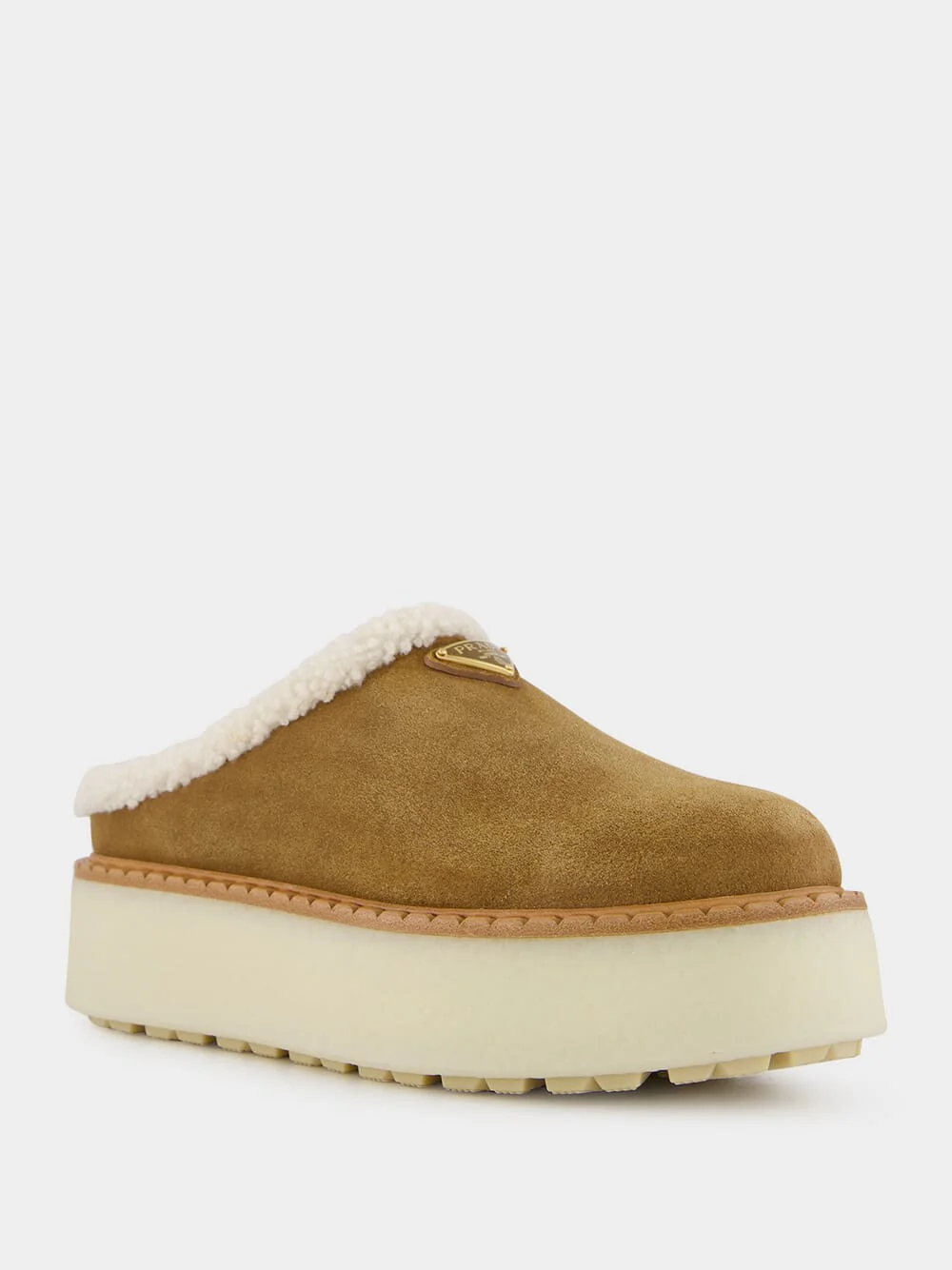 Triangle-Logo Shearling-Lined Slippers - Image 2