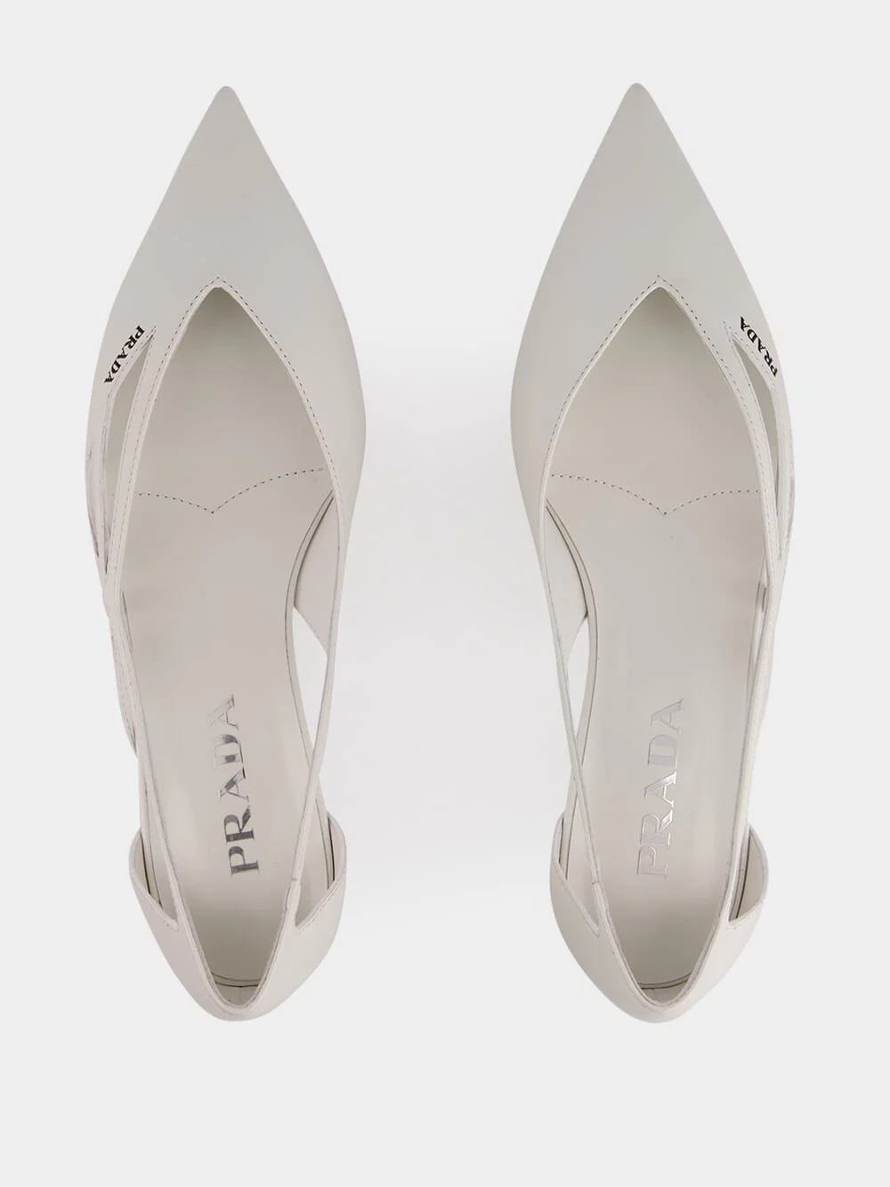White Brushed Leather Cut-Out Ballerinas - Image 5