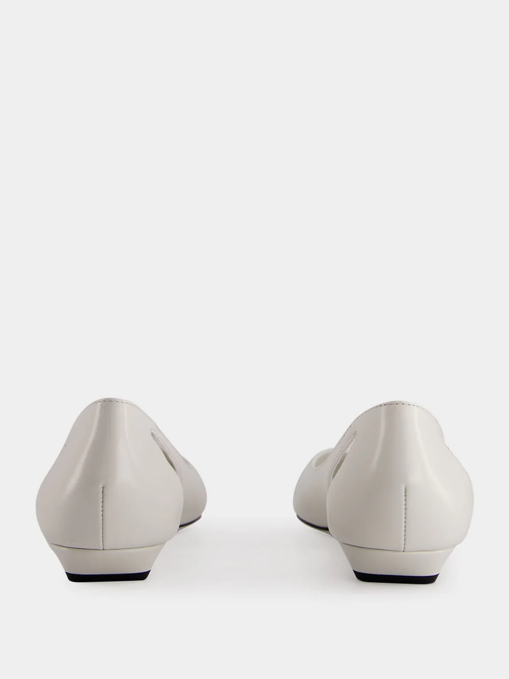 White Brushed Leather Cut-Out Ballerinas - Image 6