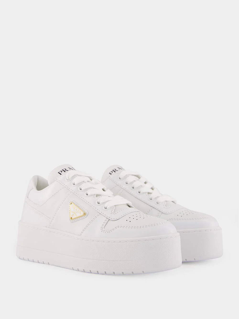 White Downtown Bold Leather Sneakers - Image 3