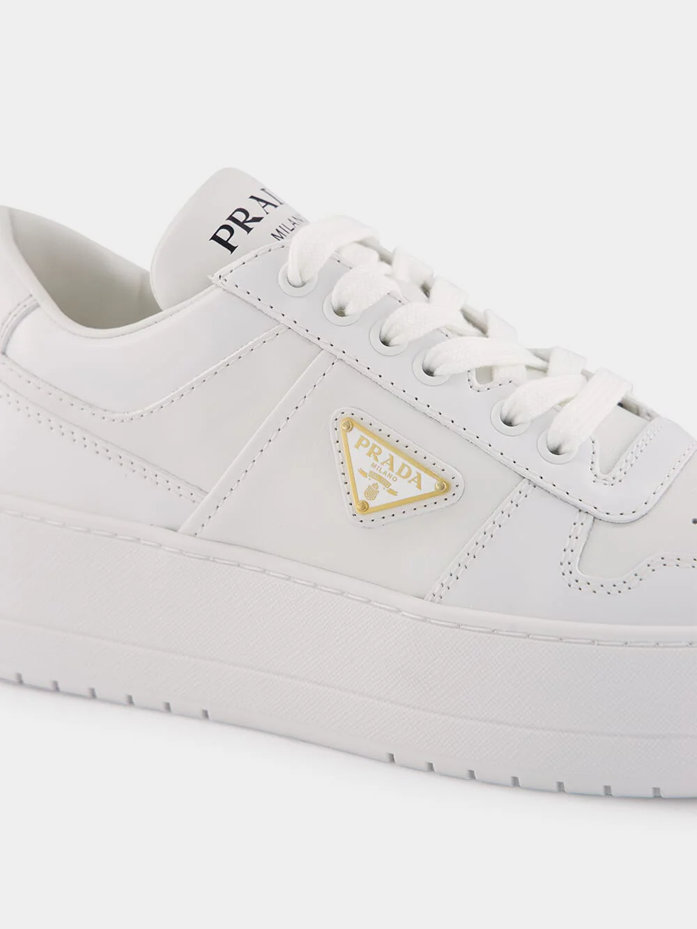 White Downtown Bold Leather Sneakers - Image 6
