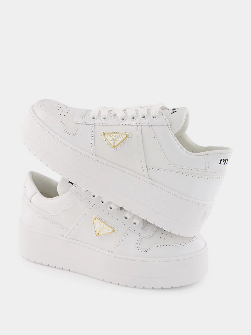White Downtown Bold Leather Sneakers - Image 7