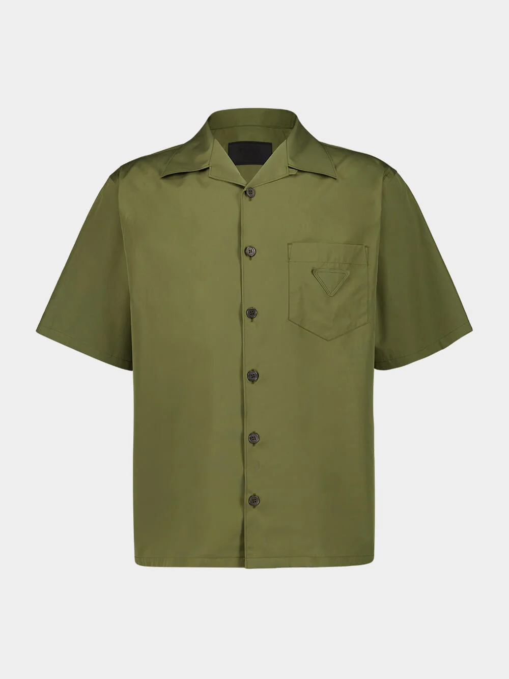 Short-Sleeve Poplin Cotton Shirt in Military Green