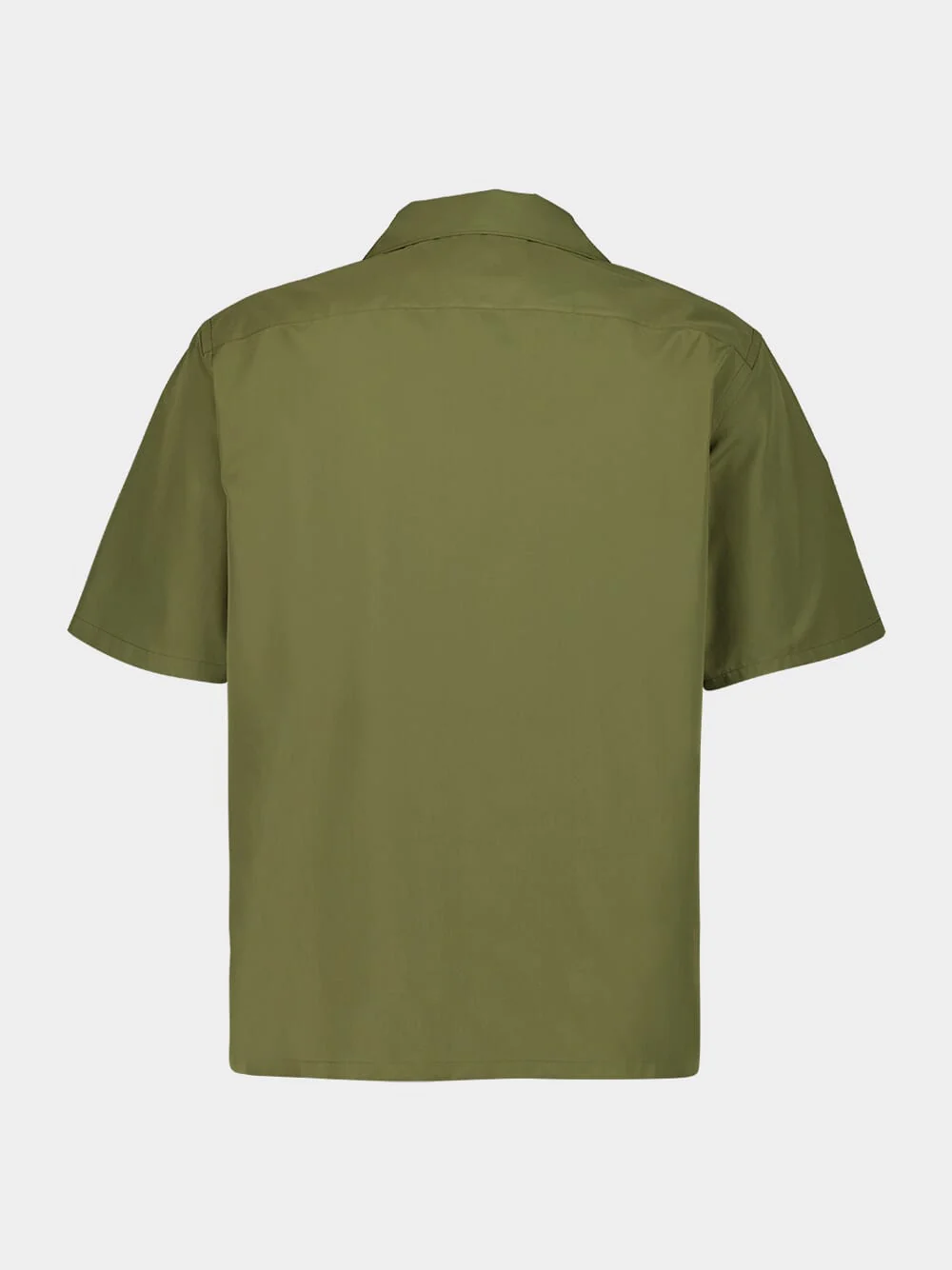 Short-Sleeve Poplin Cotton Shirt in Military Green - Image 2