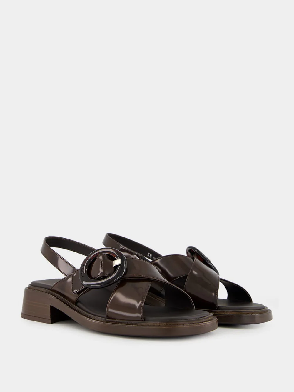 Sienna Brown Brushed Leather Sandals with Buckle - Image 11