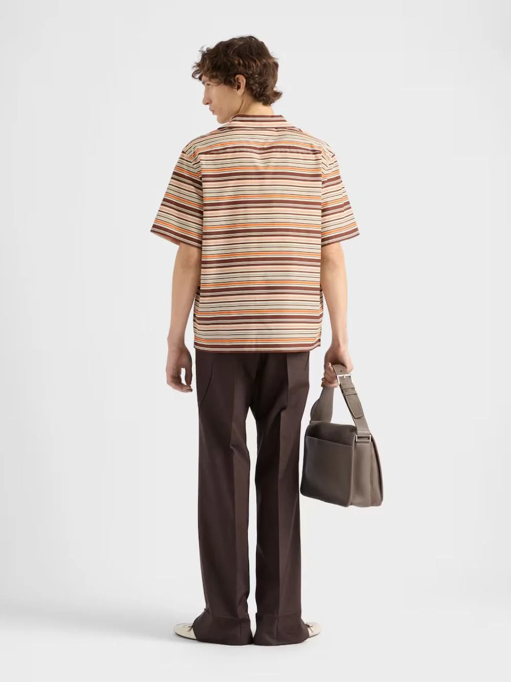 Sienna Brown Striped Cotton Bowling Shirt - Image 3