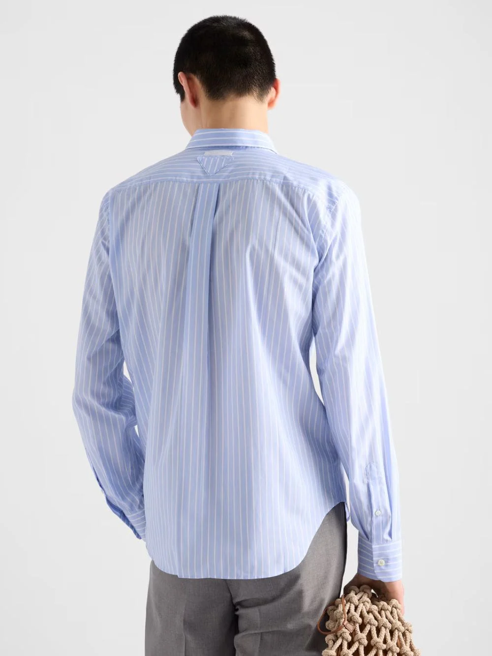 Sky Blue and White Striped Cotton Shirt - Image 3