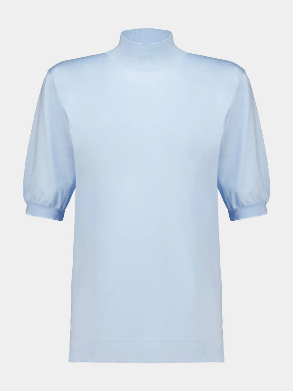 Sky Blue Cotton Mock Neck Sweater
