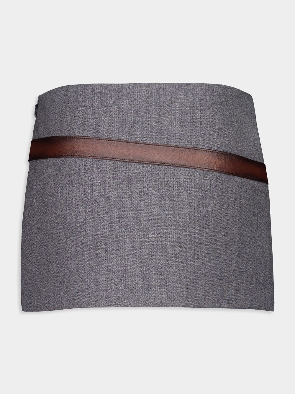 Slate Grey Technical Wool Miniskirt with Printed Belt - Image 10