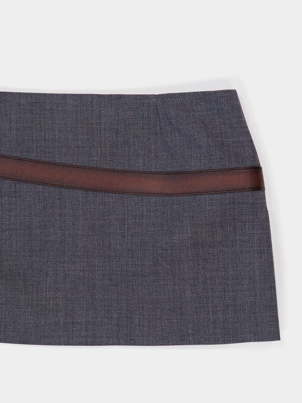 Slate Grey Technical Wool Miniskirt with Printed Belt - Image 6