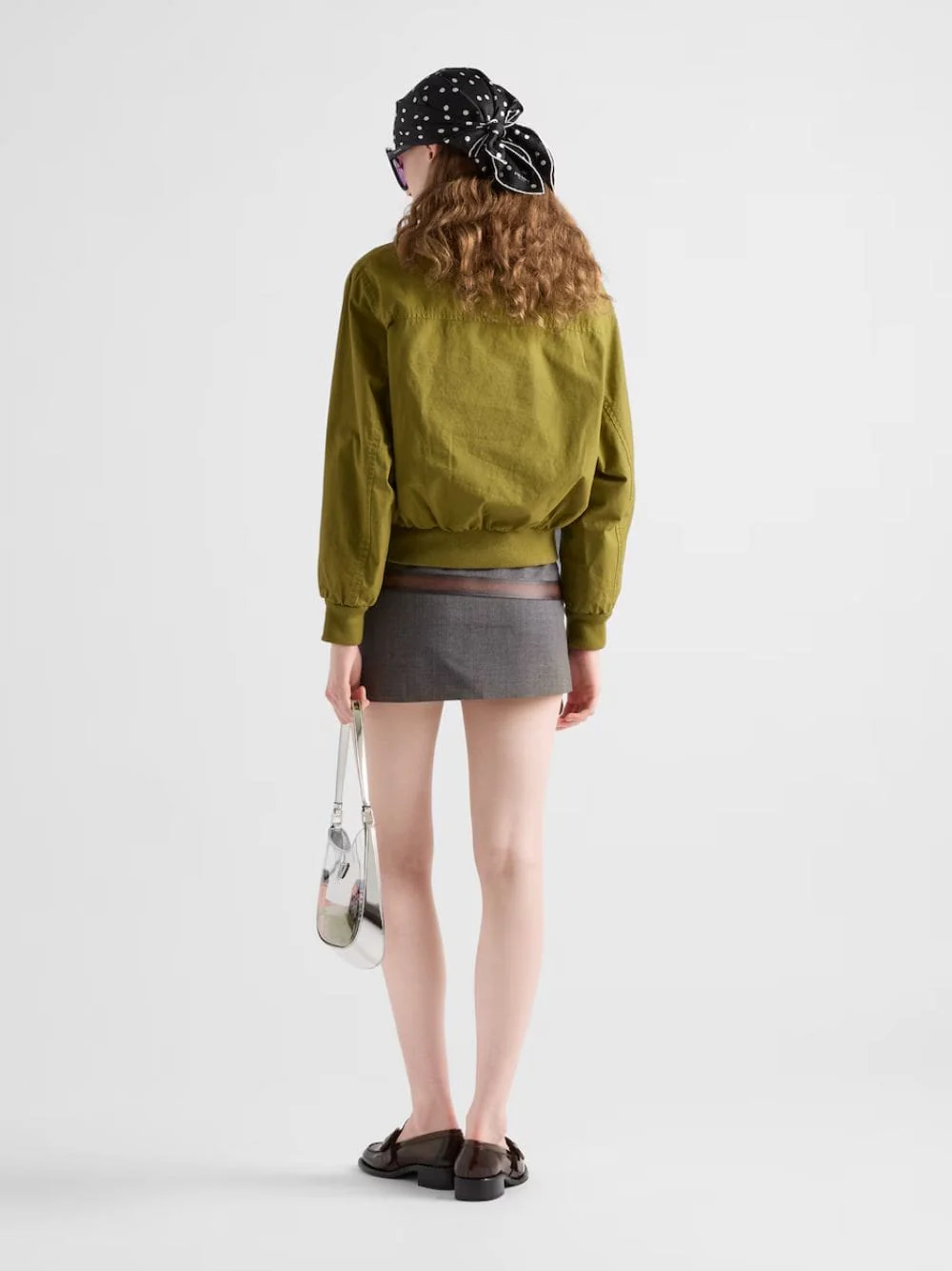 Slate Grey Technical Wool Miniskirt with Printed Belt - Image 9