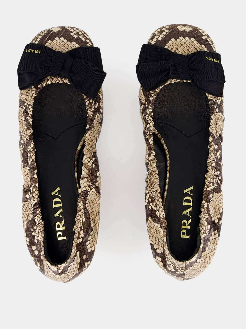 Snakeskin Heeled Ballet Flats with Bow - Image 4