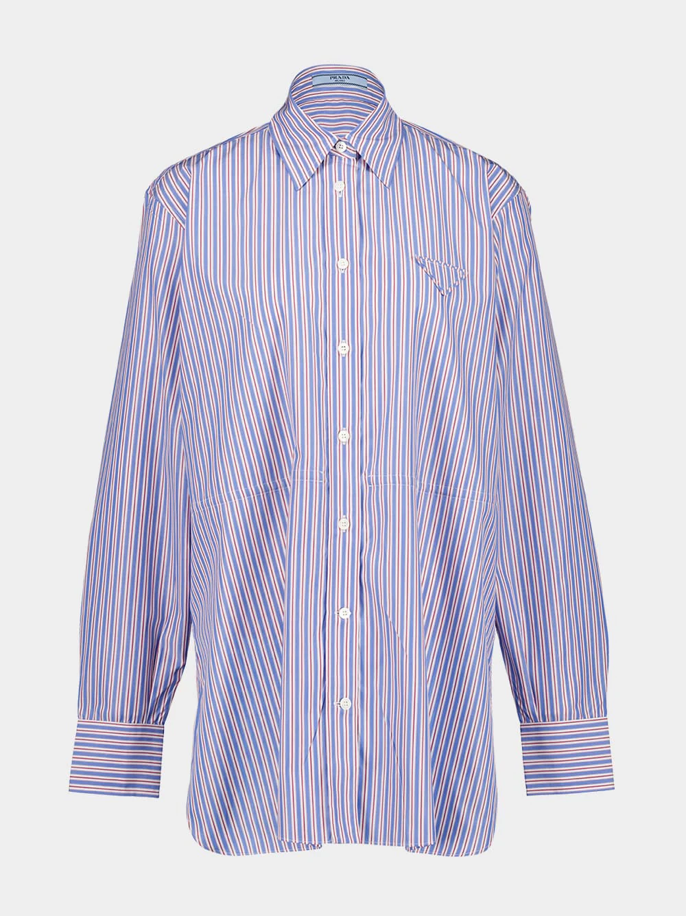 Striped Poplin Shirt in Sapphire Blue
