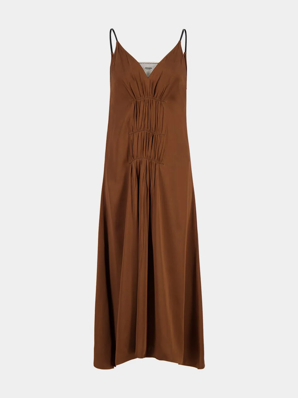 Tobacco Brown Embroidered Midi Dress