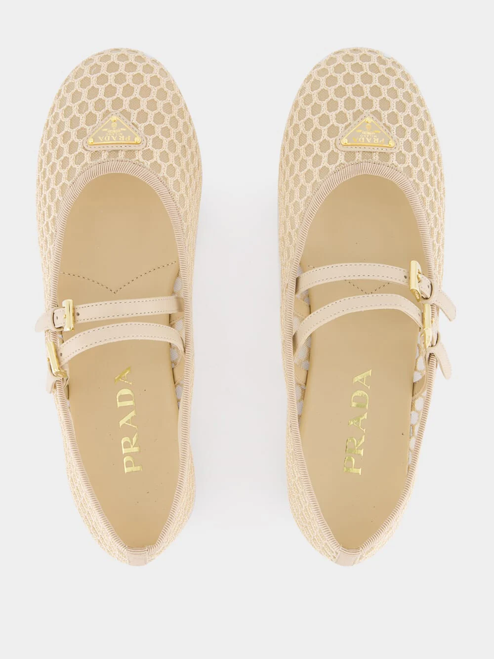 Travertine Stone Mesh Fabric Ballerinas - Image 4