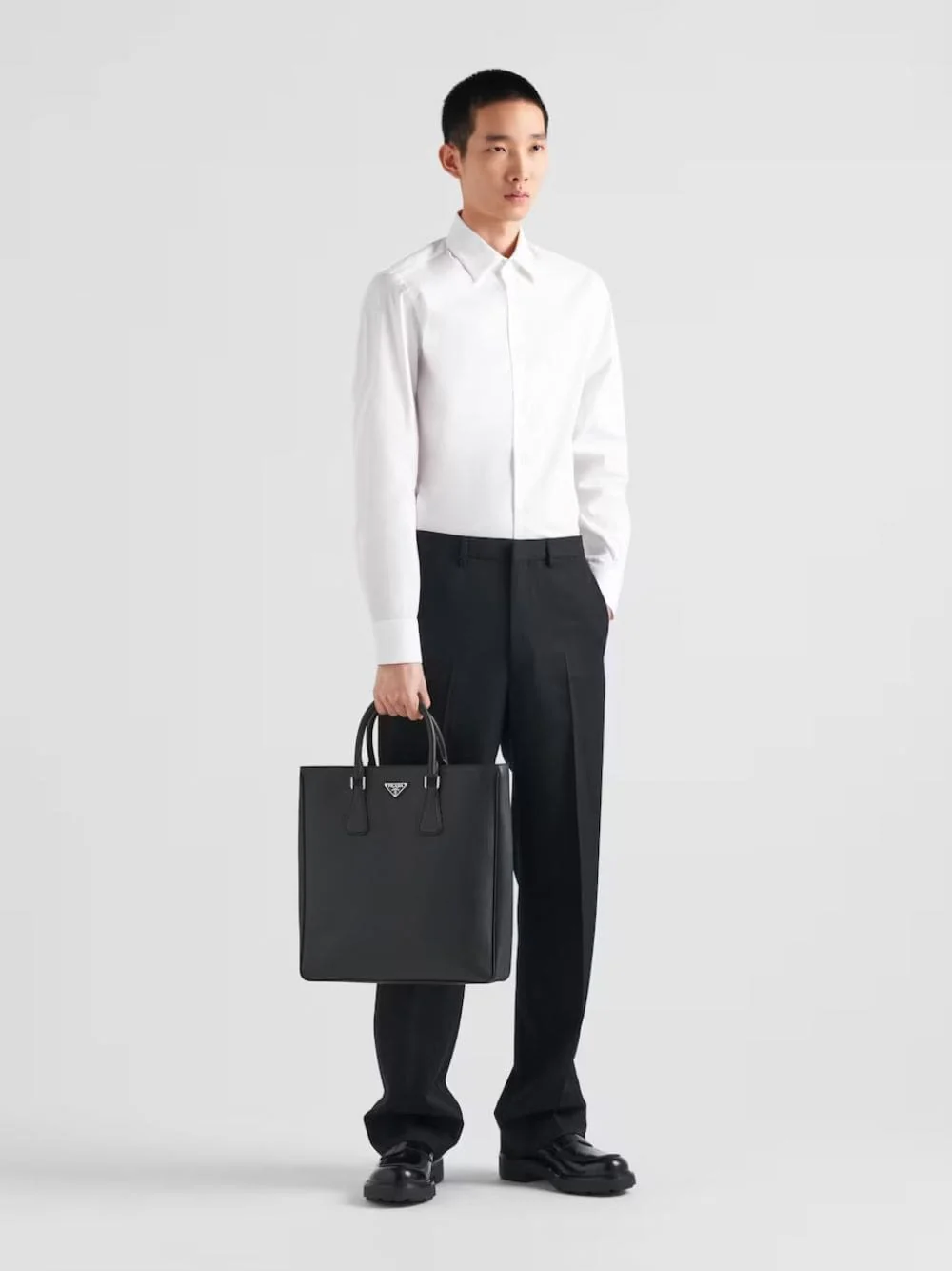 White Stretch Cotton Slim Shirt - Image 2