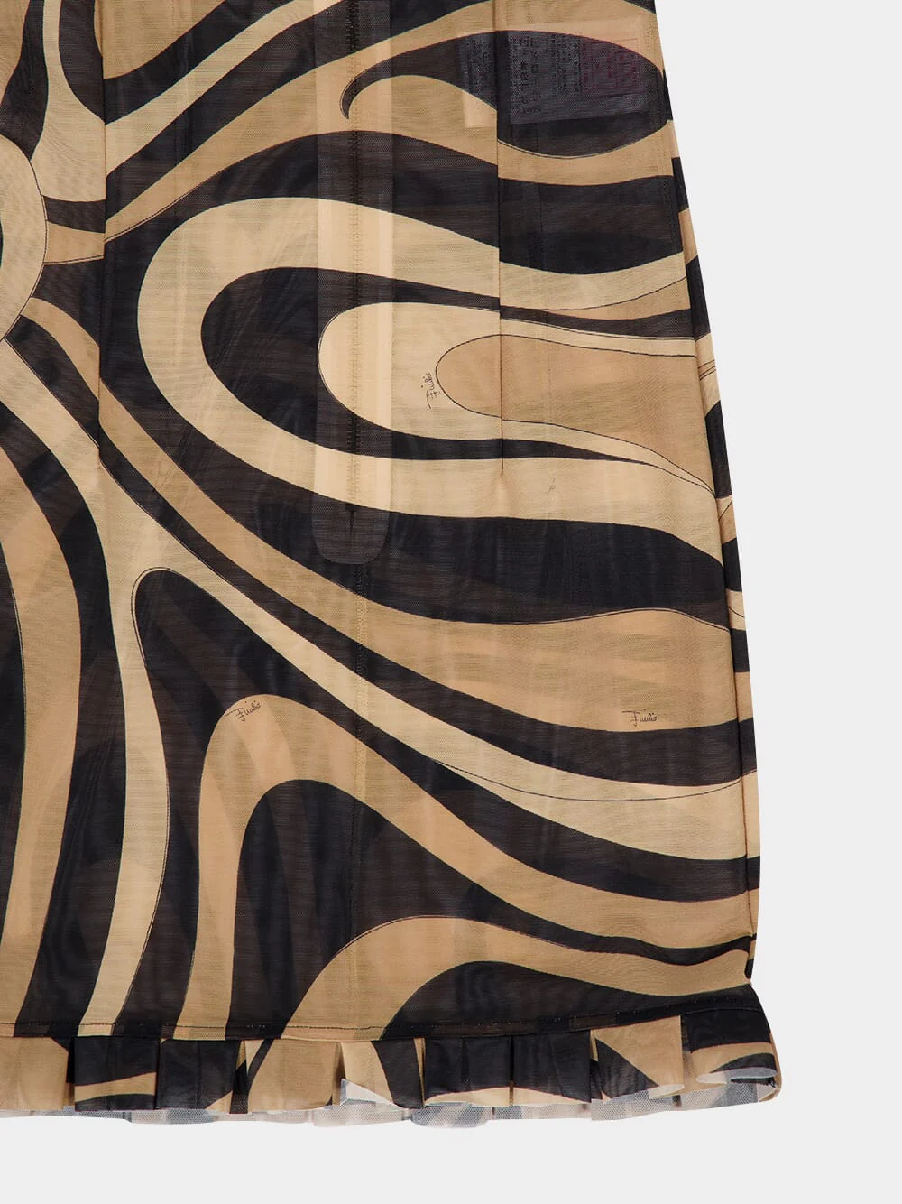 Beige and Black Marmo Ruffle Mini Dress - Image 6