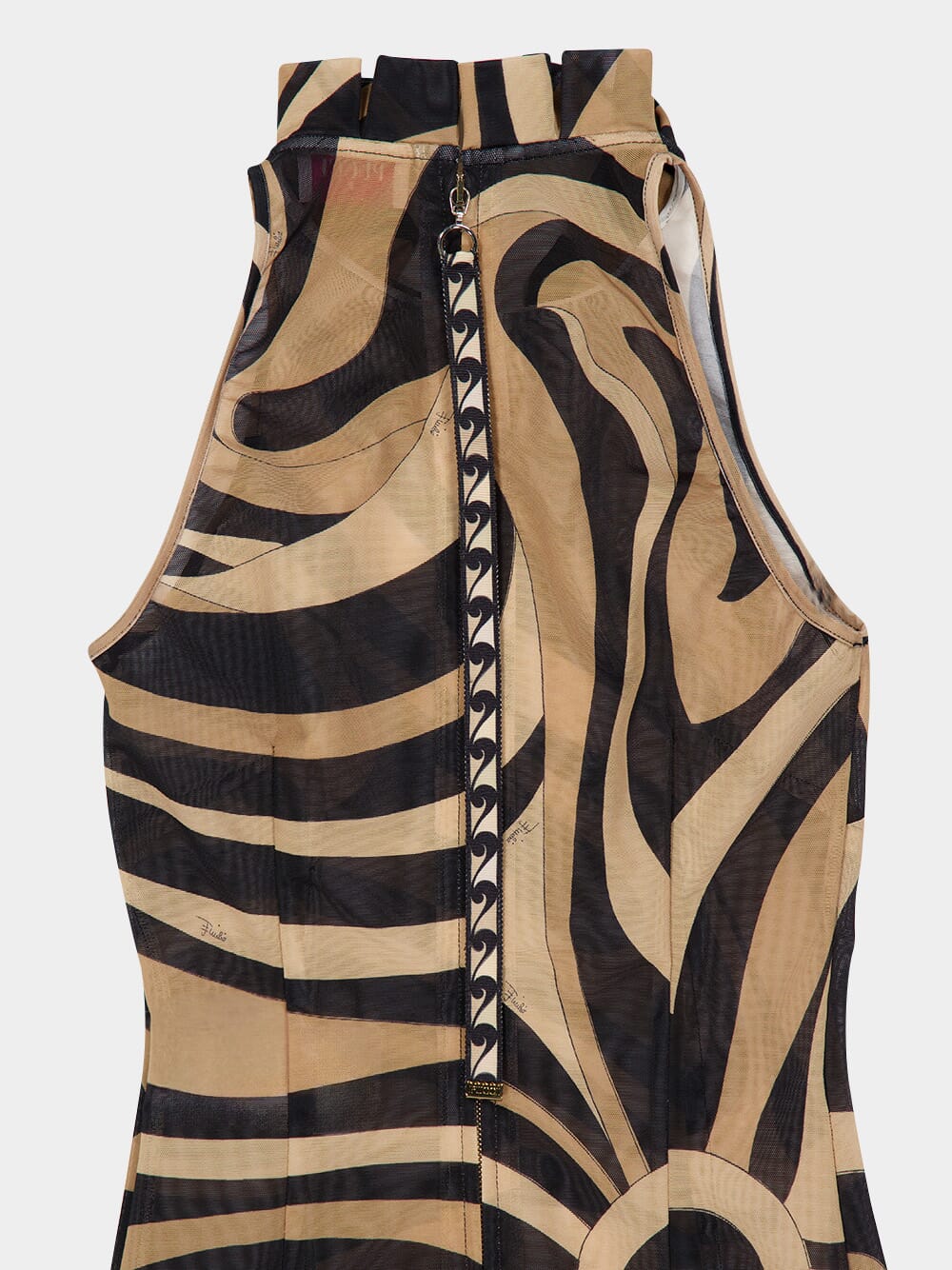 Beige and Black Marmo Ruffle Mini Dress - Image 7