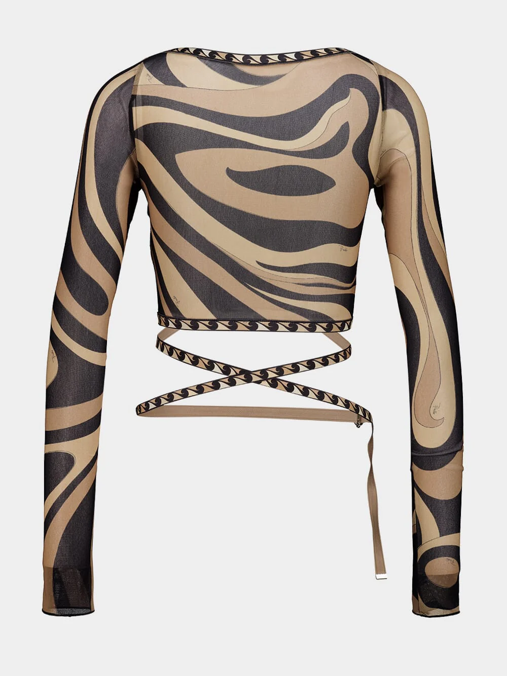 Beige and Black Marmo Tulle Crop Top - Image 4
