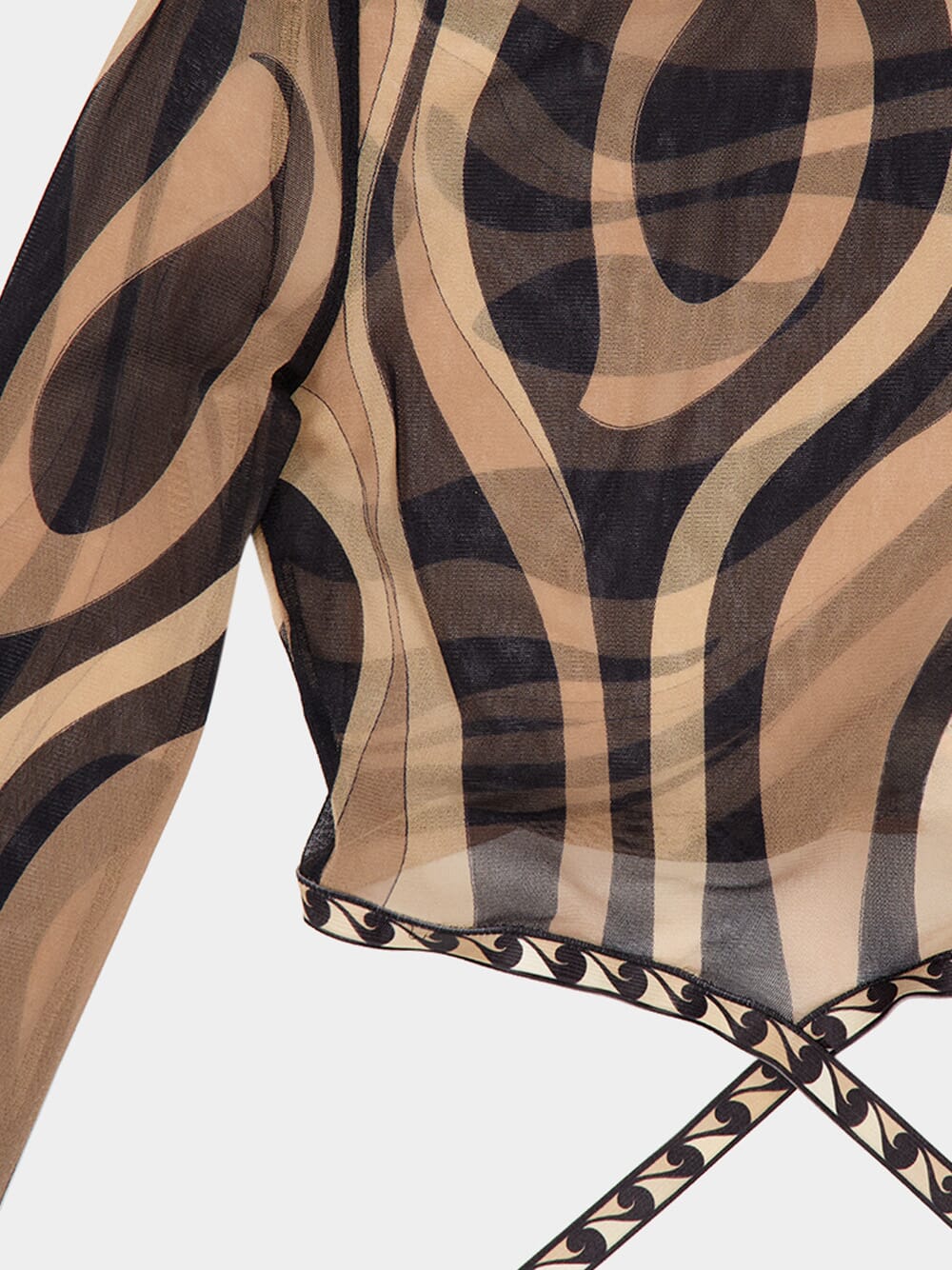 Beige and Black Marmo Tulle Crop Top - Image 5