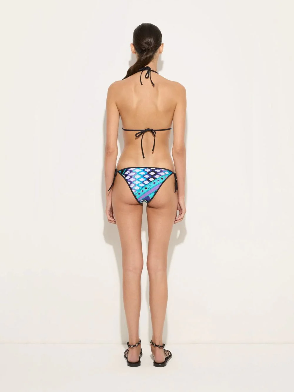 Turquoise and Blue Vivara Print Triangle Bikini Top - Image 4