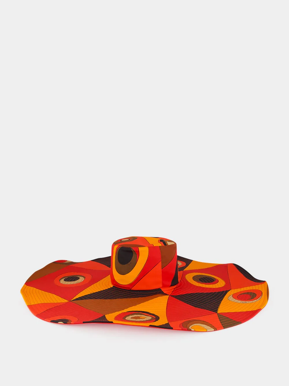 Black and Orange Occhi Print Cotton Sun Hat - Image 2