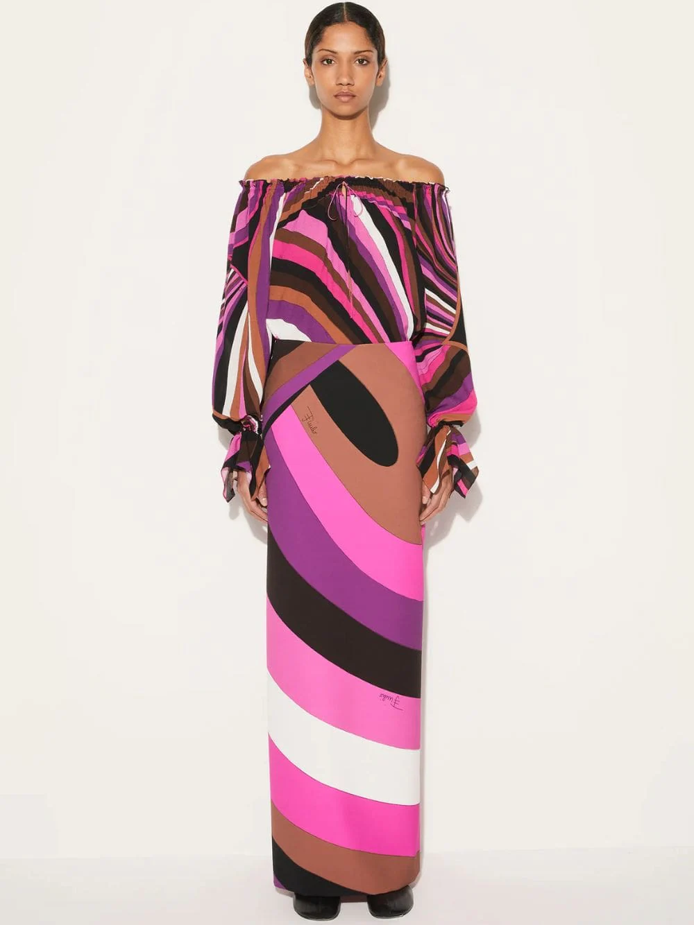 Bright Pink Iride-Print Off-Shoulder Top - Image 2