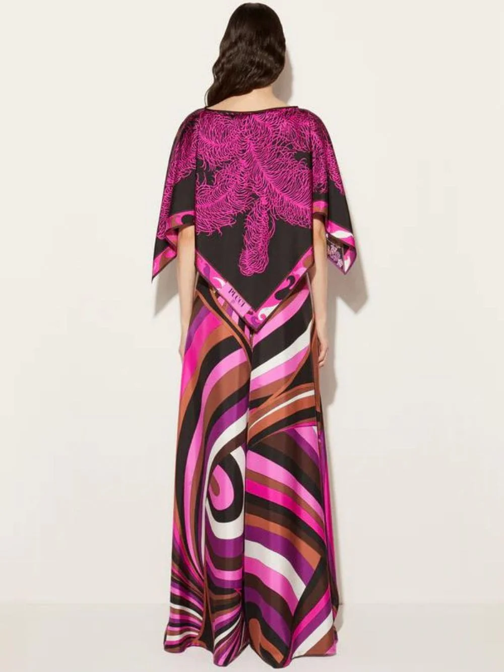 Fuchsia Pink Iride-Print Silk Wide-Leg Trousers - Image 4
