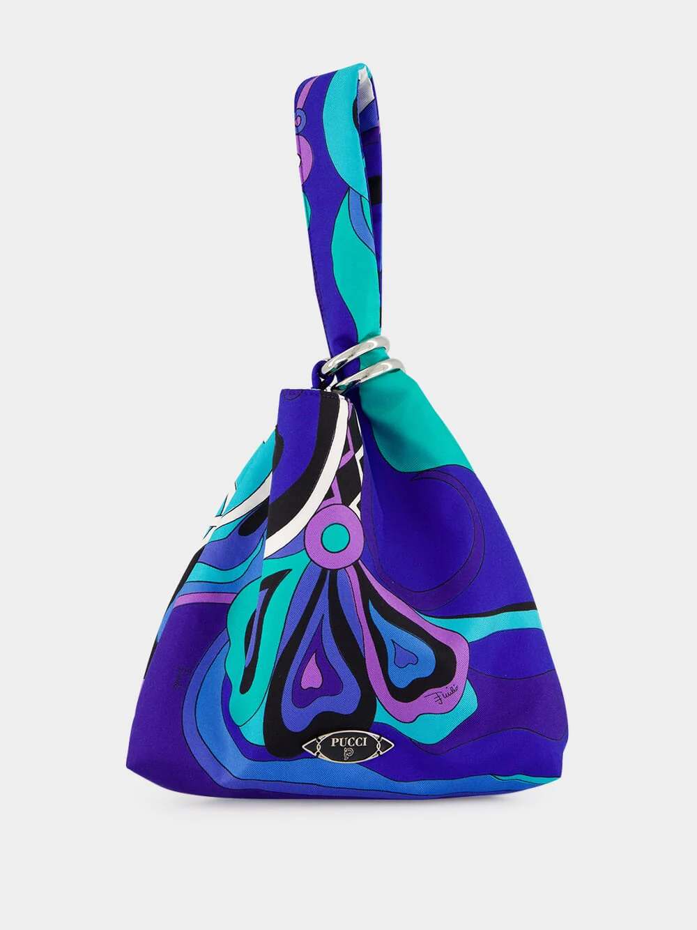 Turquoise and Blue Orchidee Emilio Silk Bag
