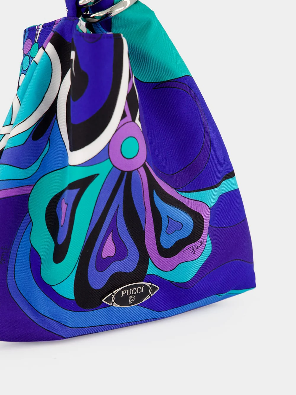 Turquoise and Blue Orchidee Emilio Silk Bag - Image 6