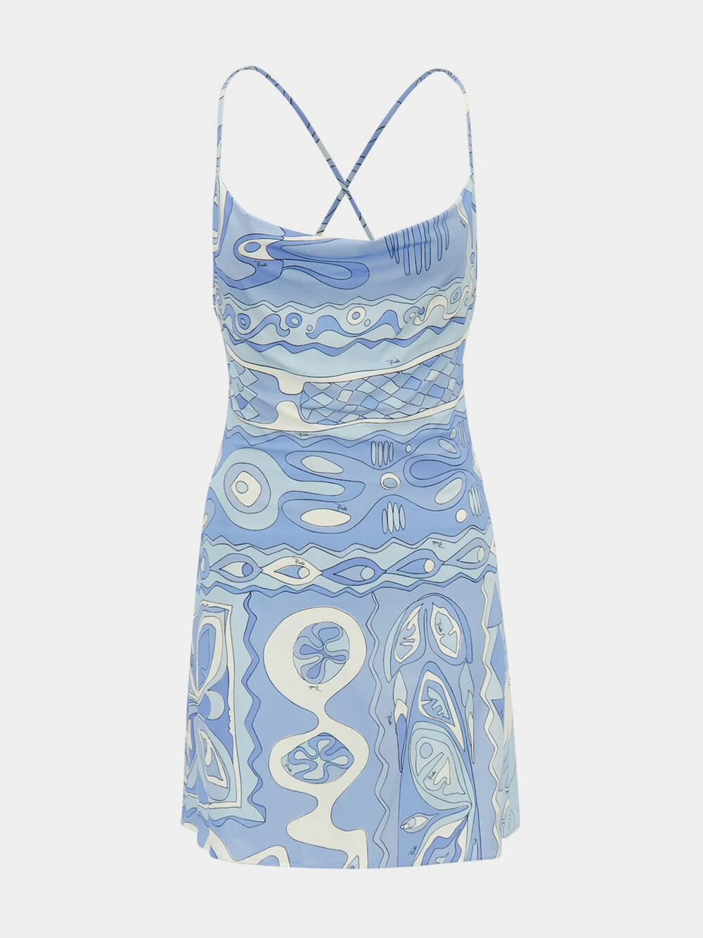 Pale Blue Angoli Print Short Dress