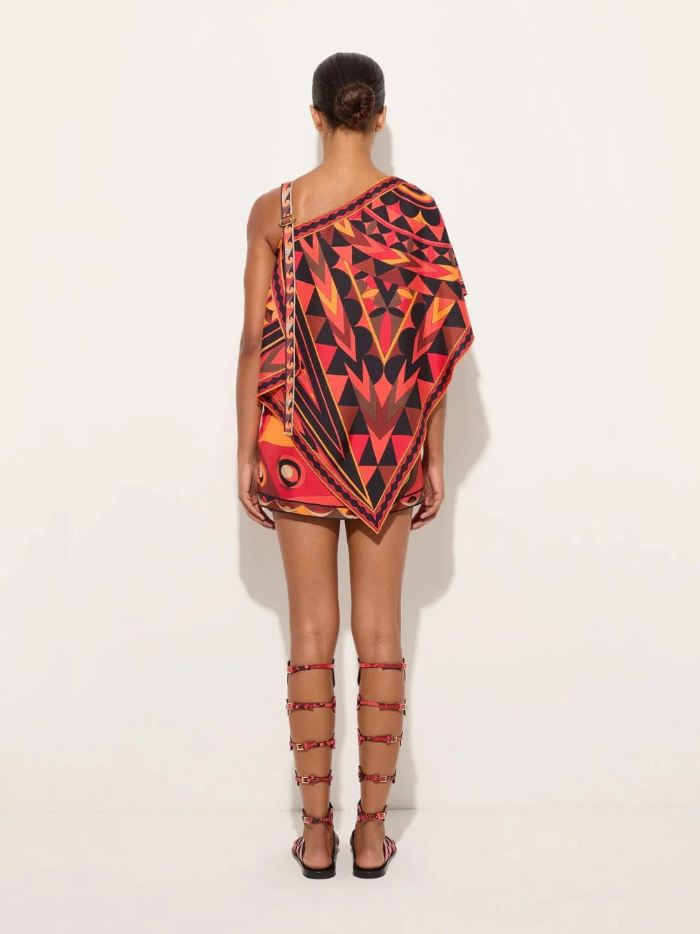 Orange and Black Occhi Print Dress - Image 4