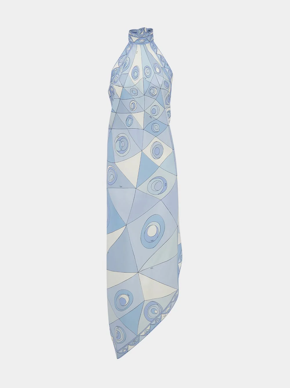Pale Blue Occhi Print Silk Dress - Image 2